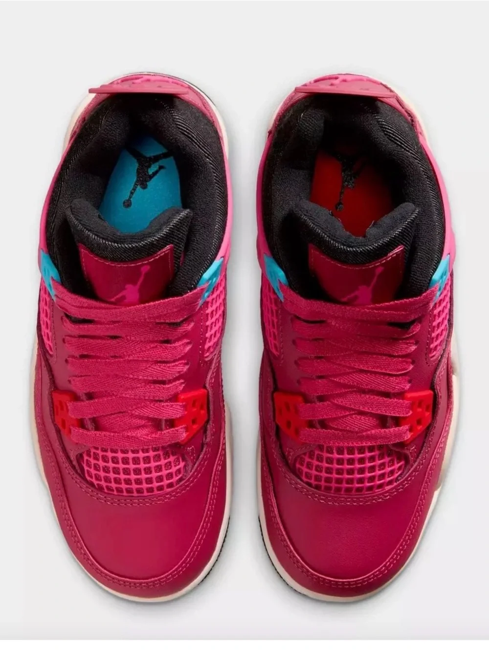 Jordan Girls' Hot Pink and Black Retro Sneaker with Colorful Eyelets